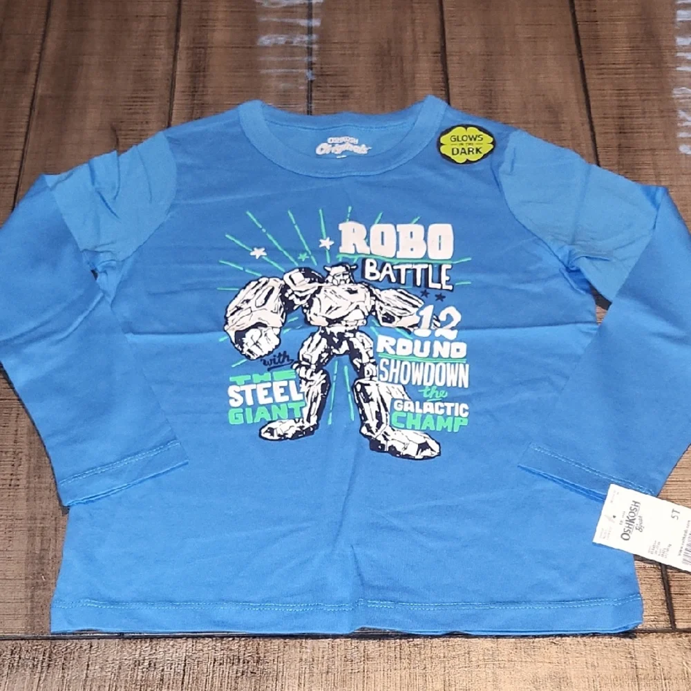 NWT OshKosh B'gosh Robo Battle Blue Long Sleeve Tee